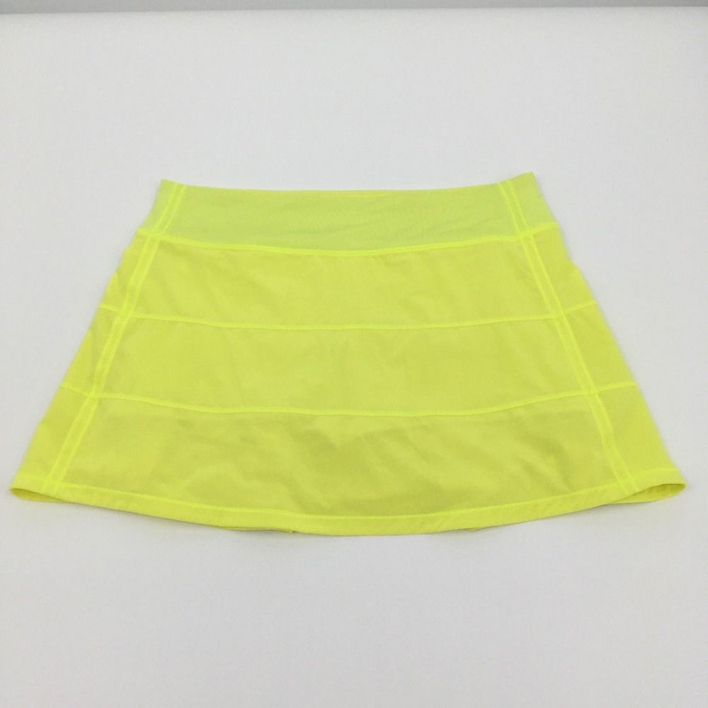 Lululemon Pace Rival Skirt Skort Sz 8 Highlighter Yellow Neon Pickleball Tennis - Picture 6 of 12